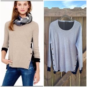 J Crew Wool and Angora Hair Color Block Baby Blue and Navy Sweater